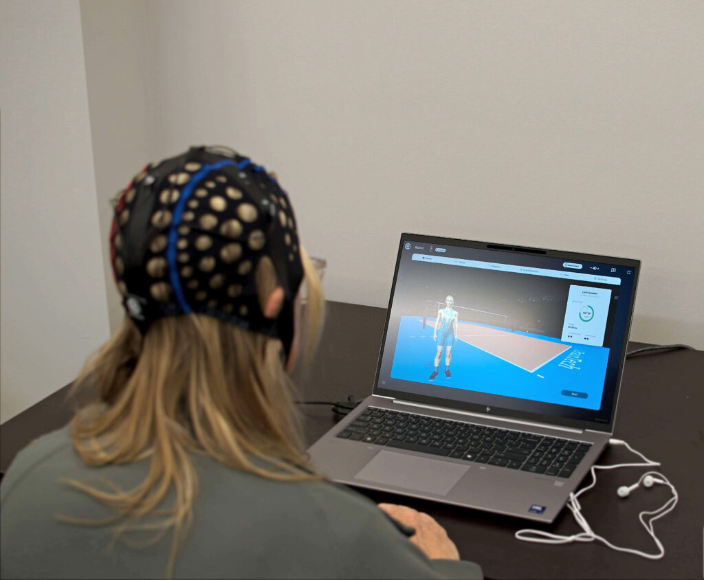 i-BrainTech™ brain training session at Synapse SRT inside Sawmill Sports Hub with athlete using EEG brainwave technology