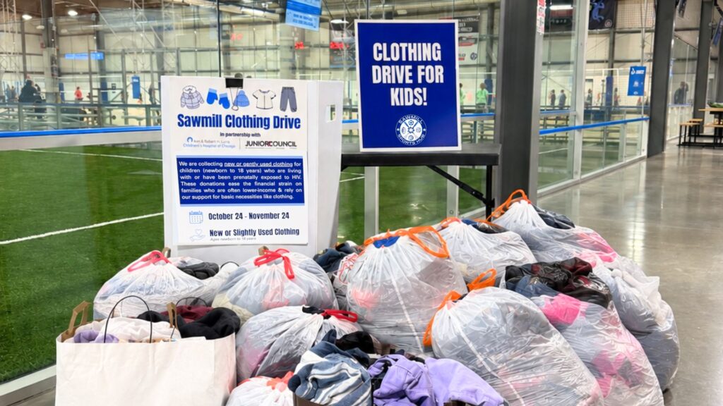 Clothing drive for Lurie Children's Hospital at Sawmill Sports Hub.